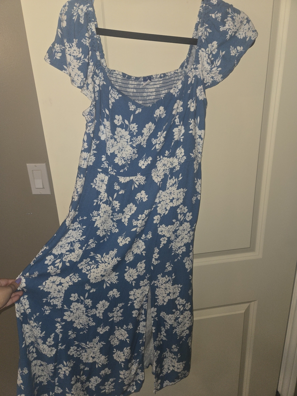 NWOT Old Navy Blue Floral Midi Dress with Flutter Sleeves